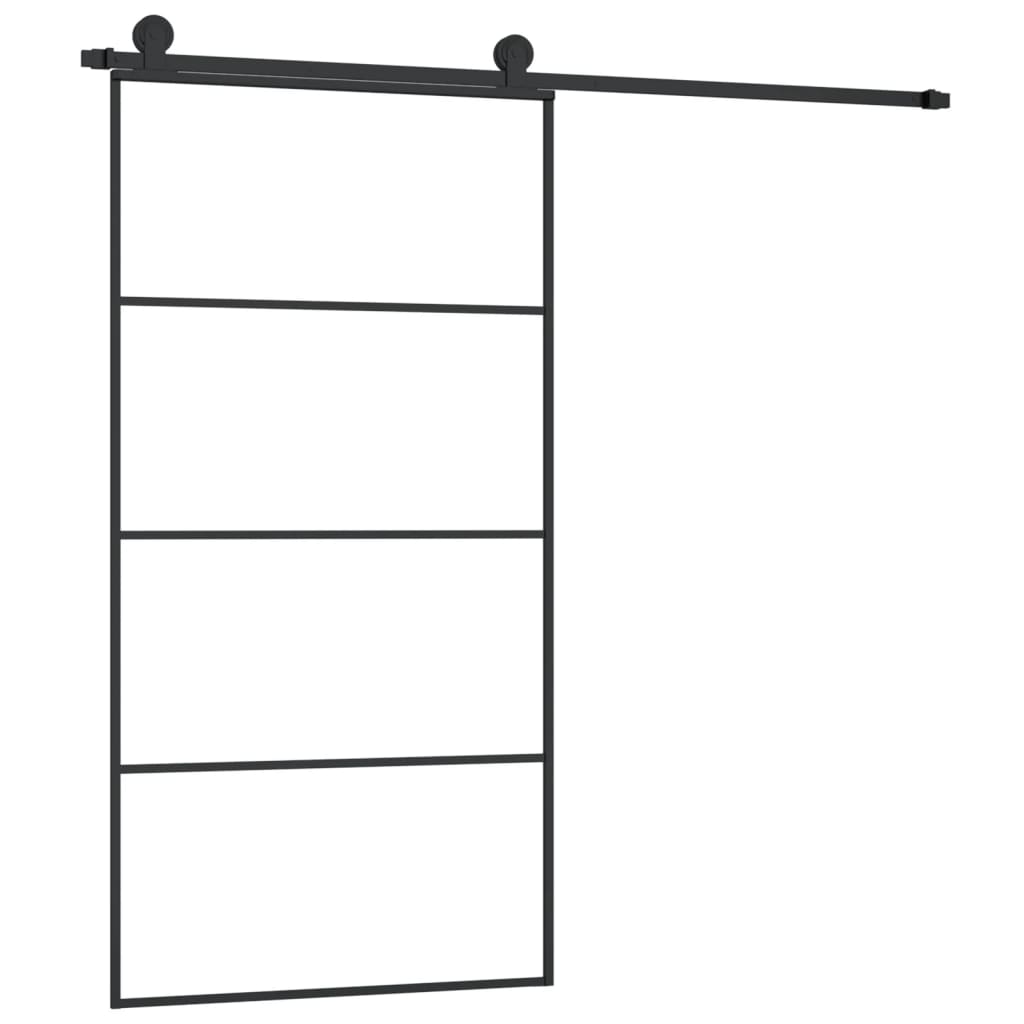 Schuifdeur Met Beslag 02,5X205 Cm Esg-Glas En Aluminium 102.5 x 205 cm 3 horizontale stangen