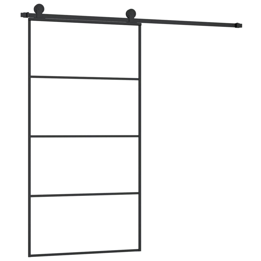 Schuifdeur Met Beslag 02,5X205 Cm Esg-Glas En Aluminium 102.5 x 205 cm 3 horizontale stangen