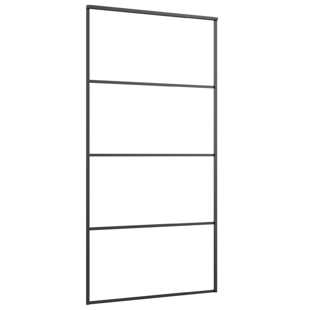 Schuifdeur Met Beslag 02,5X205 Cm Esg-Glas En Aluminium 102.5 x 205 cm 3 horizontale stangen