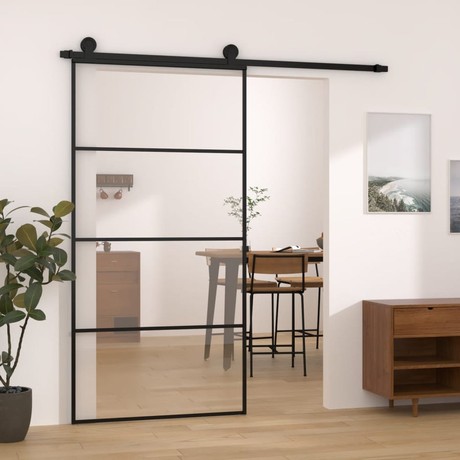 Schuifdeur Met Beslag 02,5X205 Cm Esg-Glas En Aluminium 102.5 x 205 cm 3 horizontale stangen