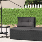 Tuin Met Kussens Poly Rattan Zwart Middenbank