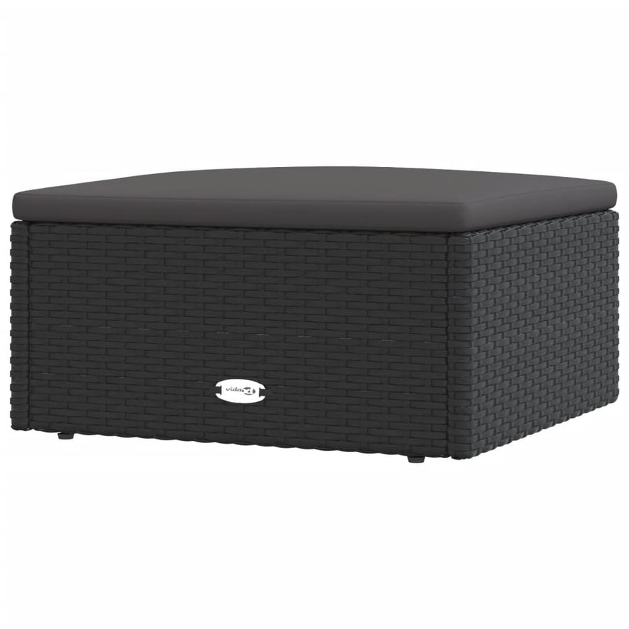 Met Kussen Poly Rattan Zwart Voetensteun