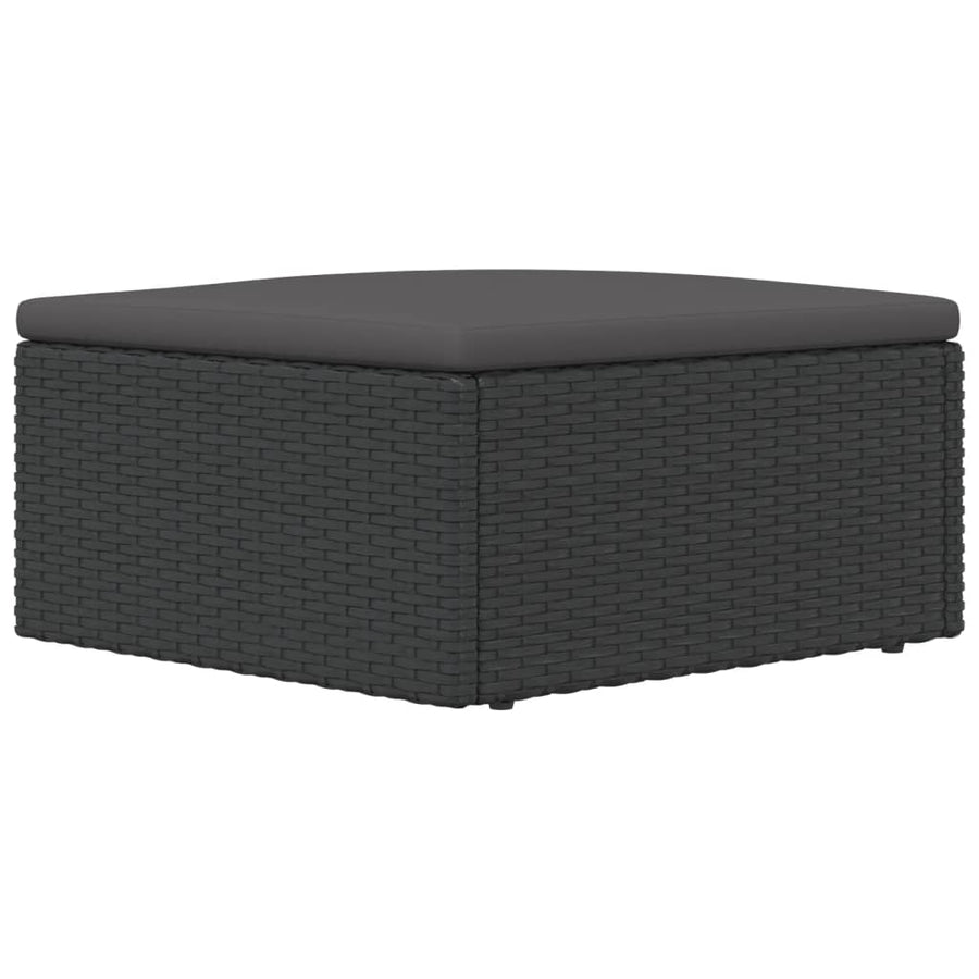 Met Kussen Poly Rattan Zwart Voetensteun