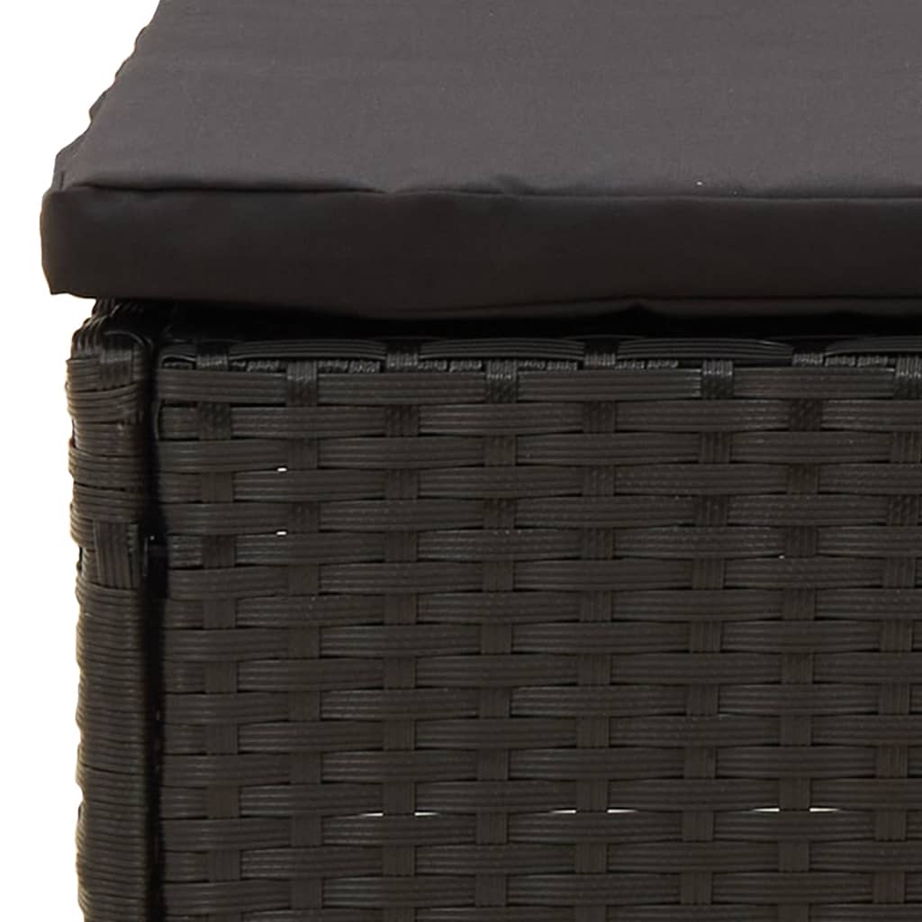 Met Kussen Poly Rattan Zwart Voetensteun