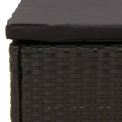 Met Kussen Poly Rattan Zwart Voetensteun