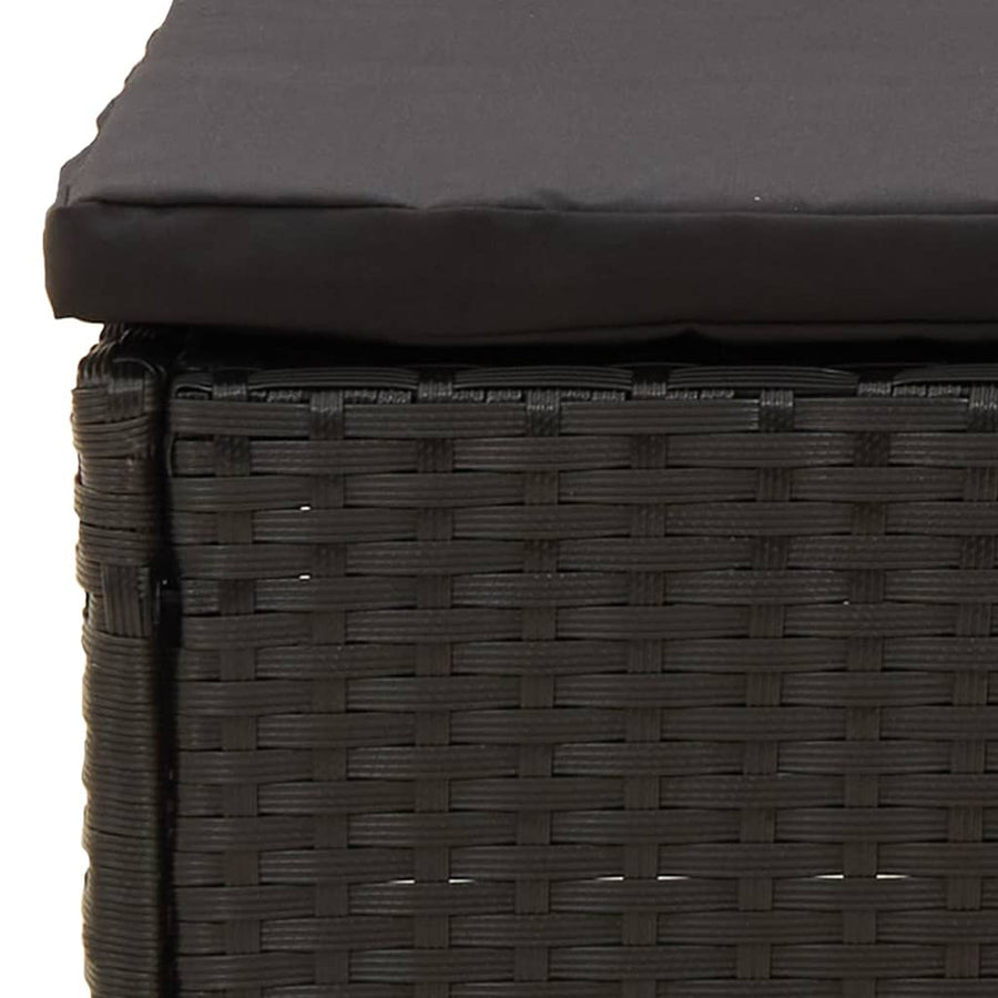Met Kussen Poly Rattan Zwart Voetensteun