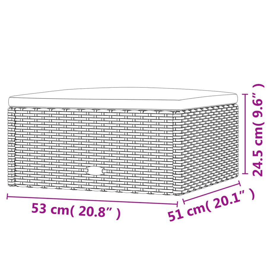 Met Kussen Poly Rattan Zwart Voetensteun
