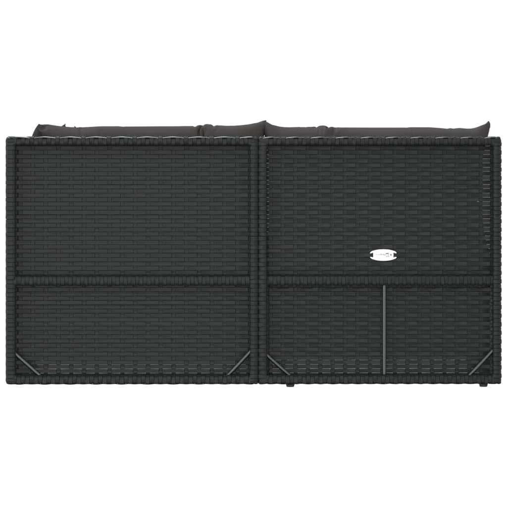 5-Delige Loungeset Met Kussens Poly Rattan Zwart hoek + 3x midden + voetensteun