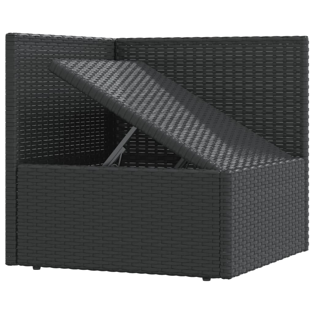 5-Delige Loungeset Met Kussens Poly Rattan Zwart hoek + 3x midden + voetensteun