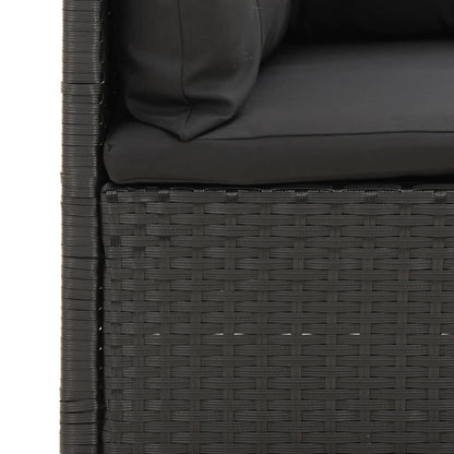 5-Delige Loungeset Met Kussens Poly Rattan Zwart hoek + 3x midden + voetensteun