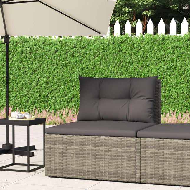 Tuin Met Kussens Poly Rattan Grijs Middenbank