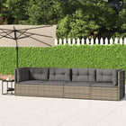 4-Delige Loungeset Met Kussens Poly Rattan Grijs 2x hoek + 2x midden