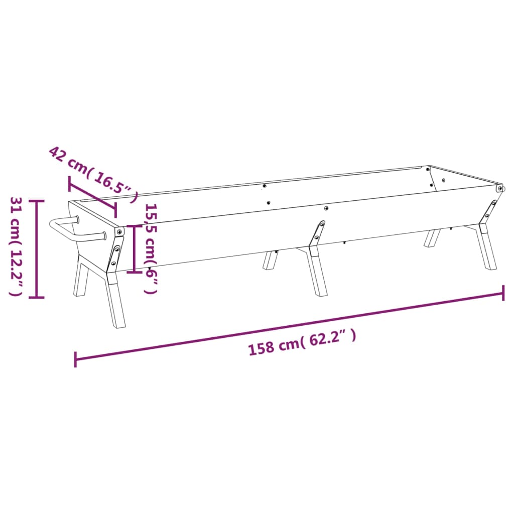 Barbecueplaat Roestvrij Staal Zilverkleurig 158 x 42 x 31 cm