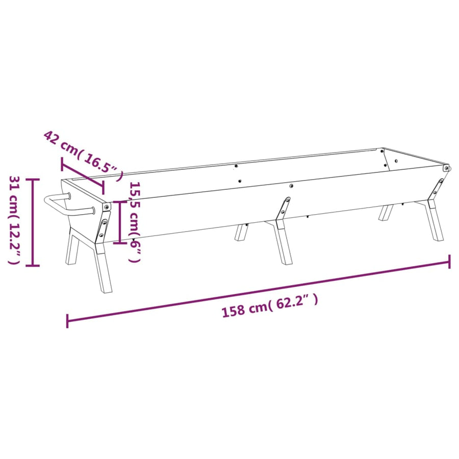 Barbecueplaat Roestvrij Staal Zilverkleurig 158 x 42 x 31 cm