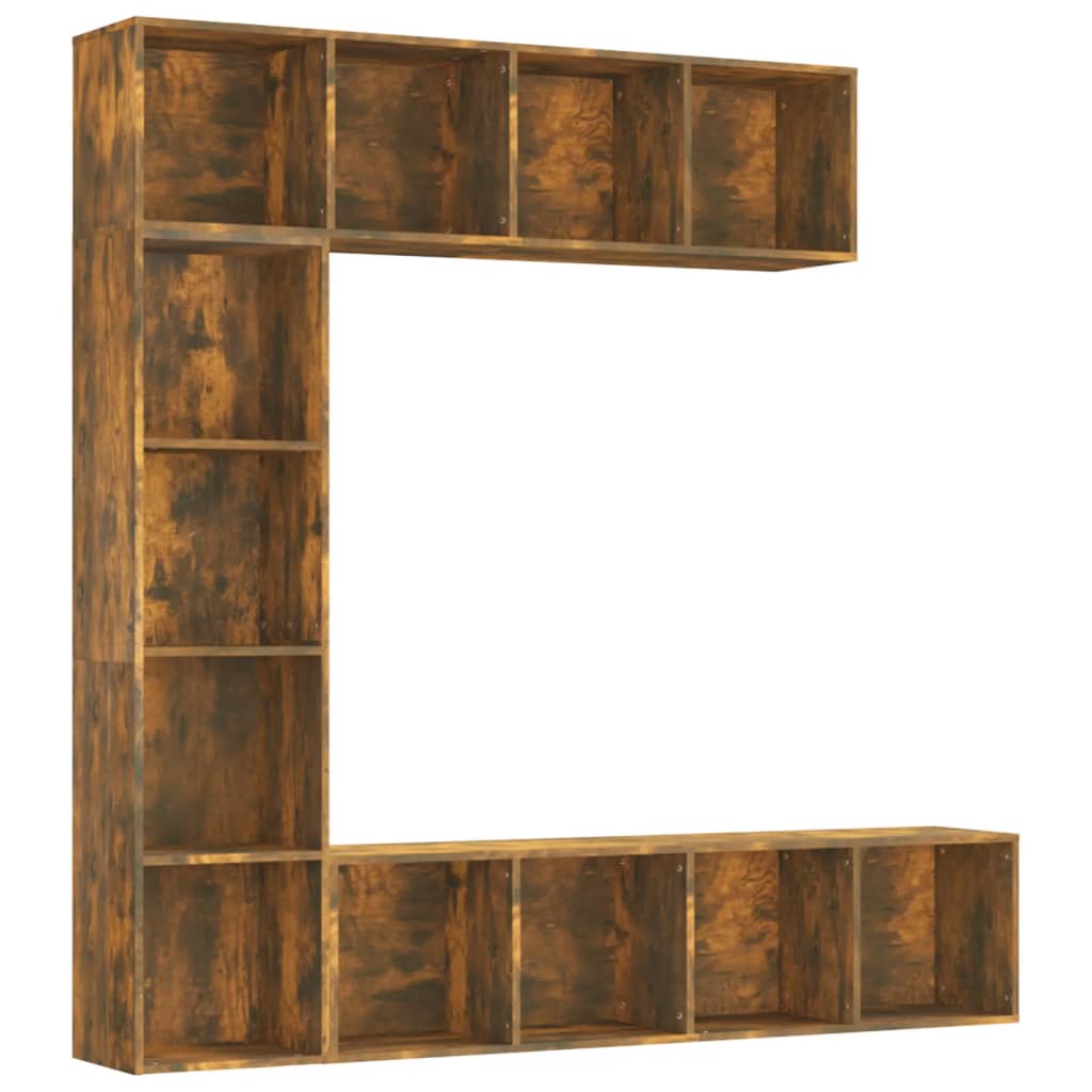-Delige Boekenkast- / Tv-Meubelset 180X0X180 Cm Gerookt eiken