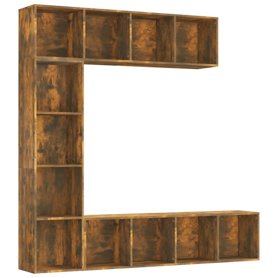 -Delige Boekenkast- / Tv-Meubelset 180X0X180 Cm Gerookt eiken