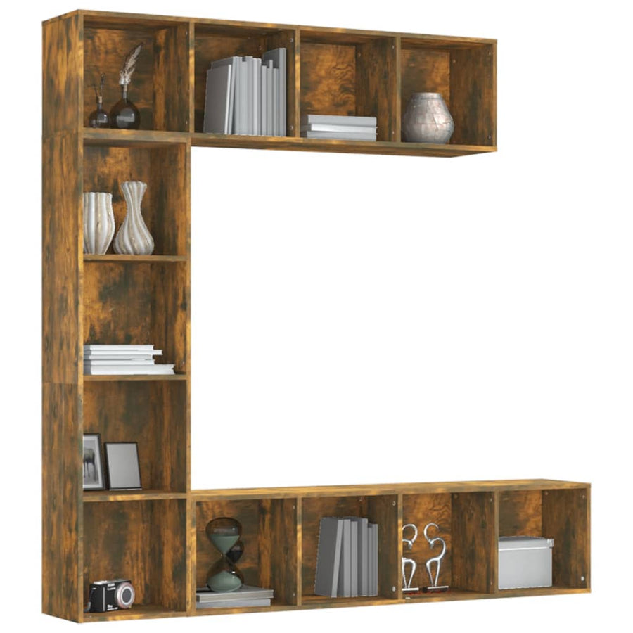 -Delige Boekenkast- / Tv-Meubelset 180X0X180 Cm Gerookt eiken