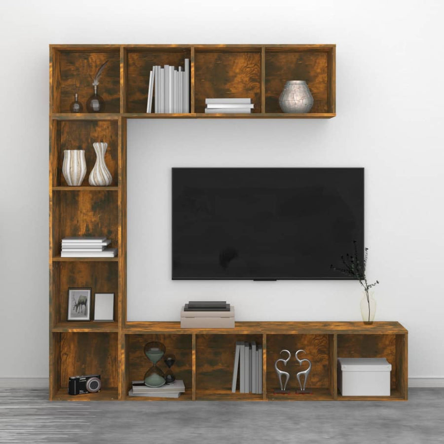 -Delige Boekenkast- / Tv-Meubelset 180X0X180 Cm Gerookt eiken