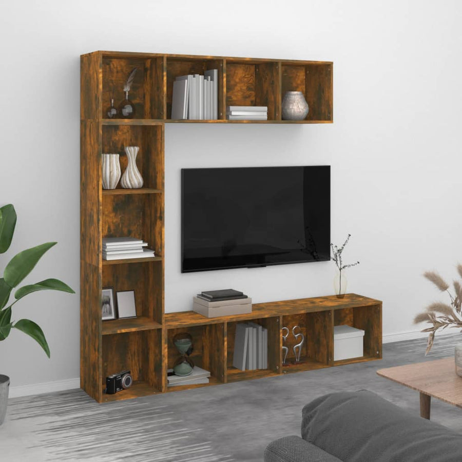 -Delige Boekenkast- / Tv-Meubelset 180X0X180 Cm Gerookt eiken