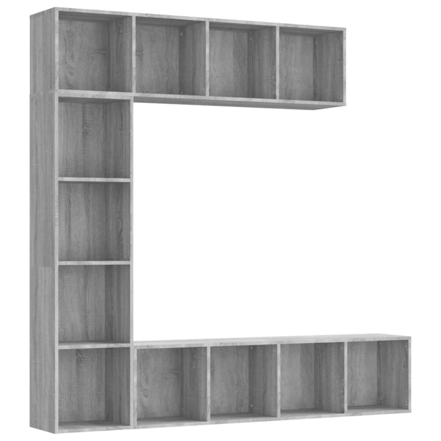 -Delige Boekenkast- / Tv-Meubelset 180X0X180 Cm Grijs sonoma