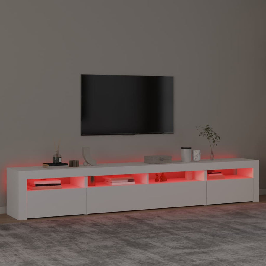 Tv-Meubel Met Led-Verlichting 240 x 35 x 40 cm Wit