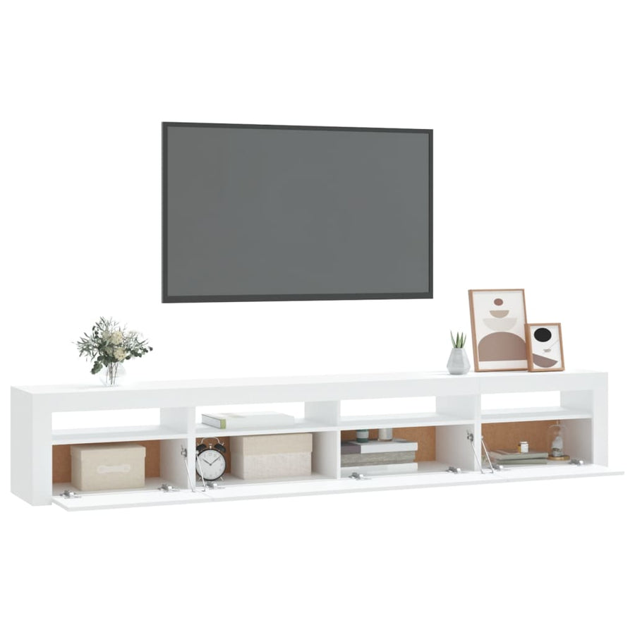 Tv-Meubel Met Led-Verlichting 240 x 35 x 40 cm Wit