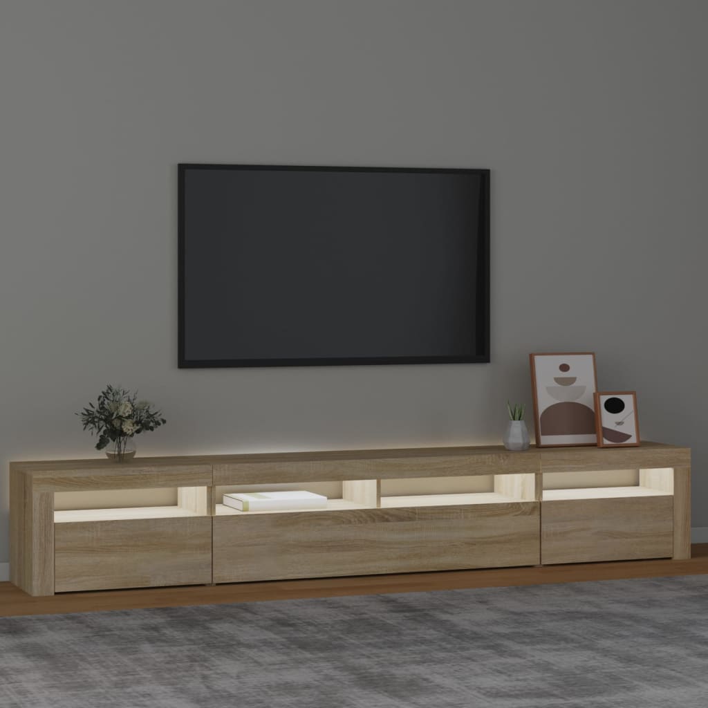 Tv-Meubel Met Led-Verlichting Kleurig 240 x 35 x 40 cm Sonoma eiken