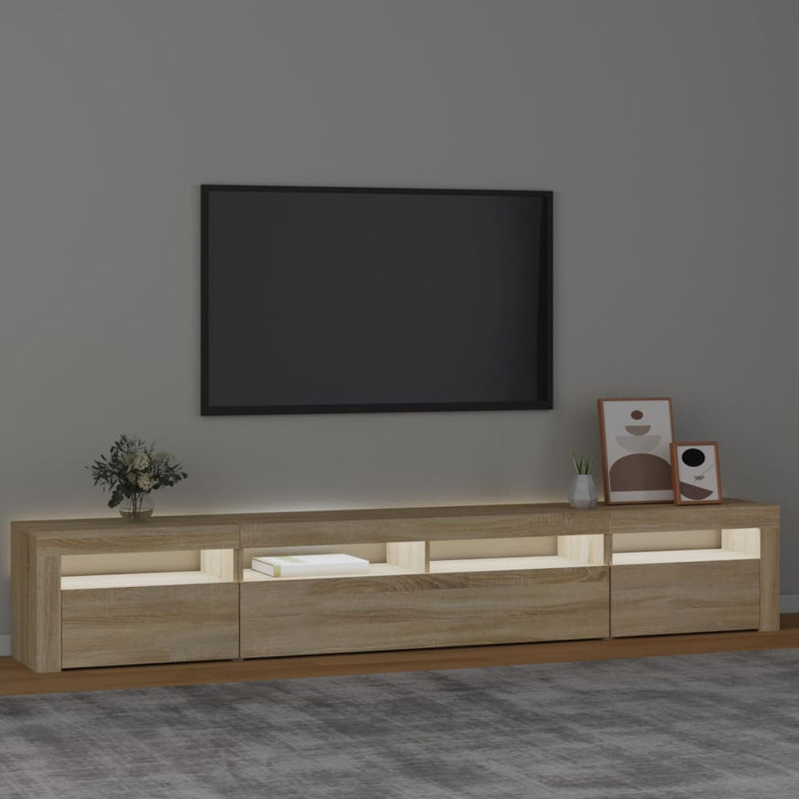 Tv-Meubel Met Led-Verlichting Kleurig 240 x 35 x 40 cm Sonoma eiken