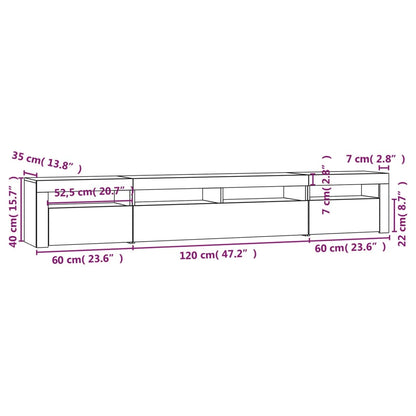 Tv-Meubel Met Led-Verlichting Kleurig 240 x 35 x 40 cm Sonoma eiken