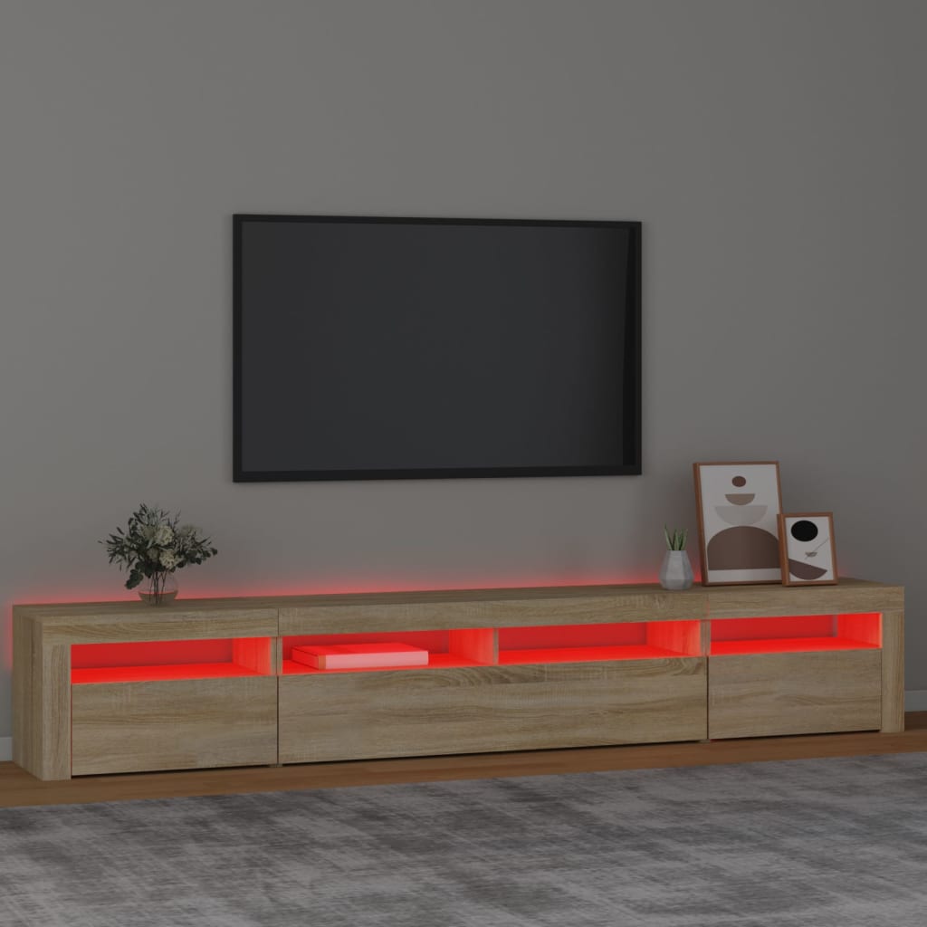 Tv-Meubel Met Led-Verlichting Kleurig 240 x 35 x 40 cm Sonoma eiken