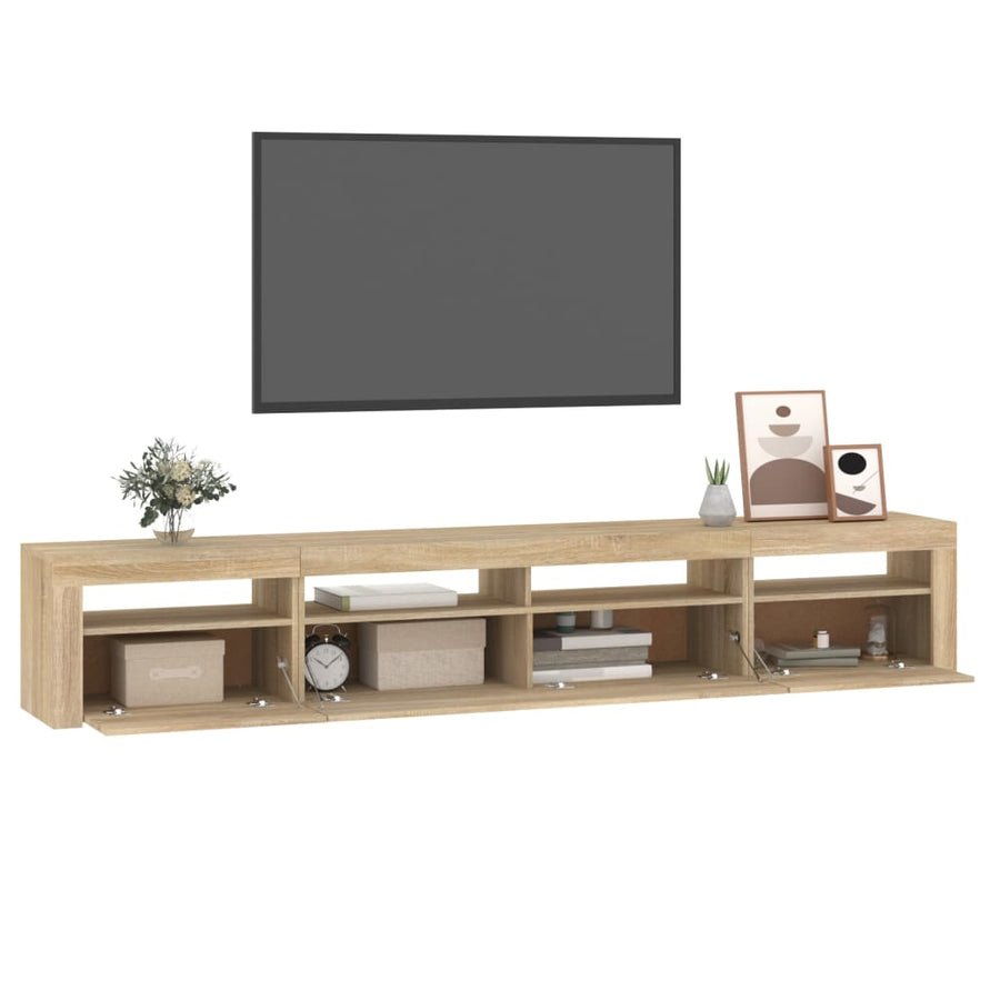 Tv-Meubel Met Led-Verlichting Kleurig 240 x 35 x 40 cm Sonoma eiken
