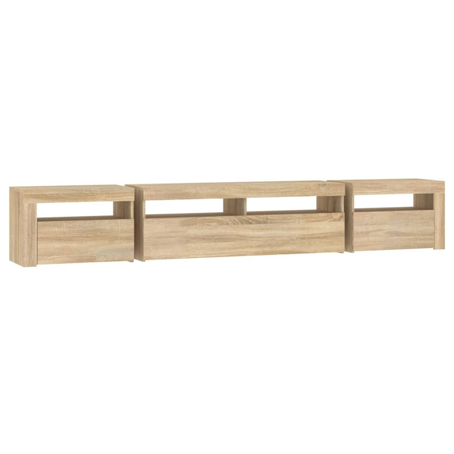 Tv-Meubel Met Led-Verlichting Kleurig 240 x 35 x 40 cm Sonoma eiken