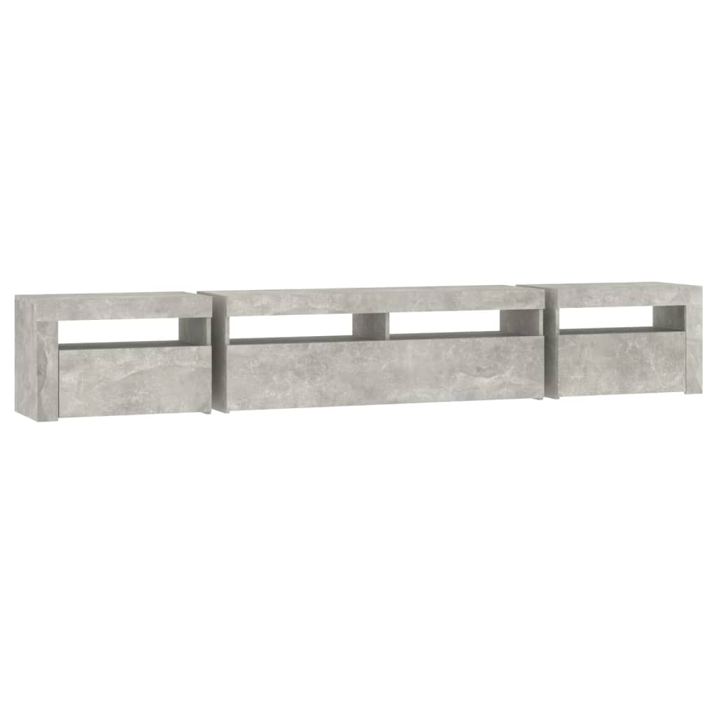 Tv-Meubel Met Led-Verlichting 240 x 35 x 40 cm Betongrijs