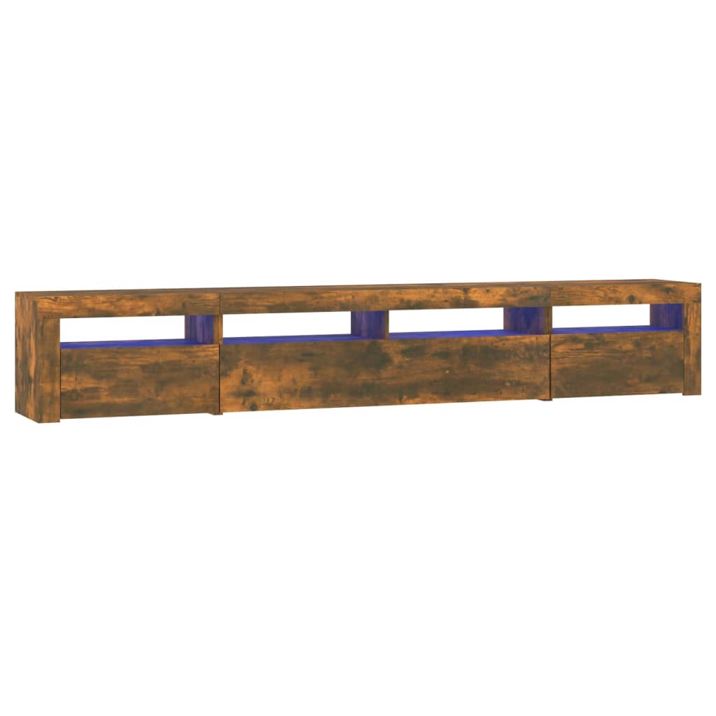 Tv-Meubel Met Led-Verlichting Kleurig 240 x 35 x 40 cm Gerookt eiken