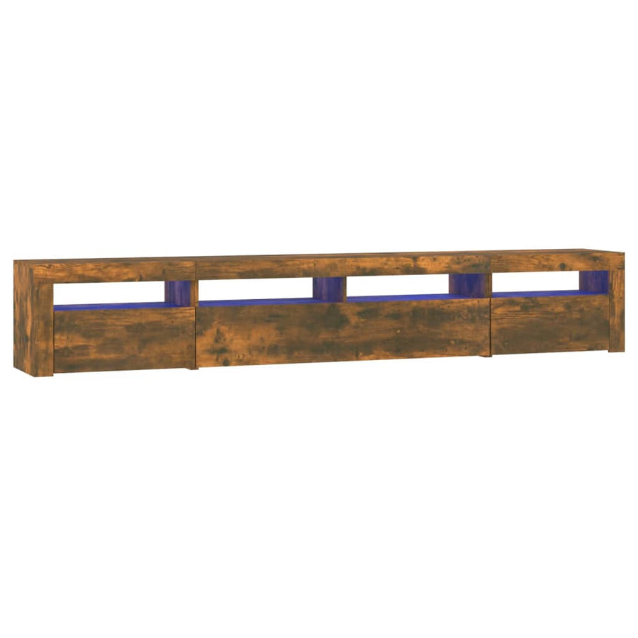 Tv-Meubel Met Led-Verlichting Kleurig 240 x 35 x 40 cm Gerookt eiken