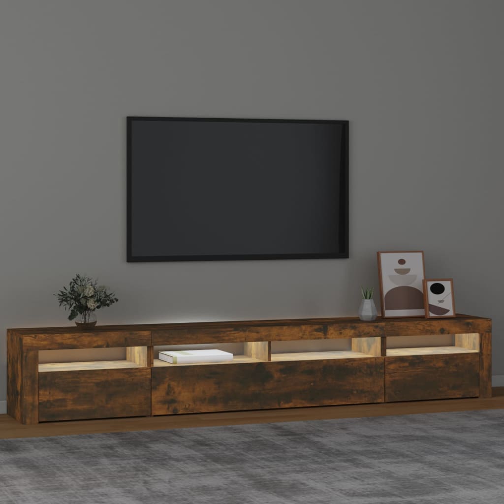 Tv-Meubel Met Led-Verlichting Kleurig 240 x 35 x 40 cm Gerookt eiken