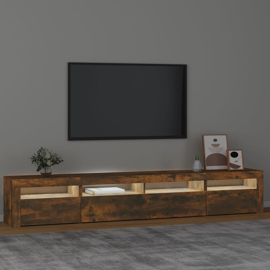 Tv-Meubel Met Led-Verlichting Kleurig 240 x 35 x 40 cm Gerookt eiken