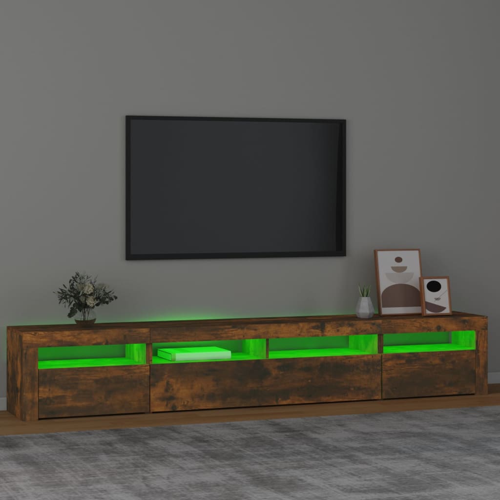 Tv-Meubel Met Led-Verlichting Kleurig 240 x 35 x 40 cm Gerookt eiken