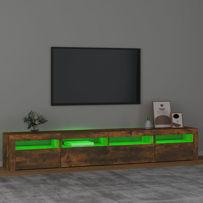 Tv-Meubel Met Led-Verlichting Kleurig 240 x 35 x 40 cm Gerookt eiken