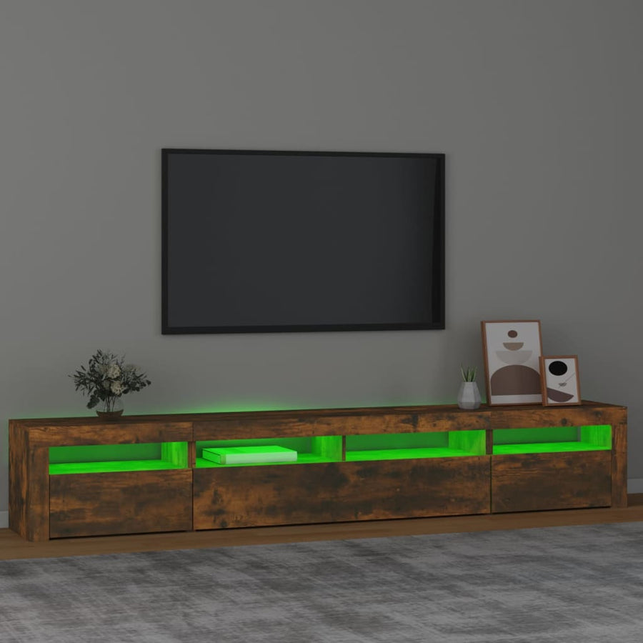 Tv-Meubel Met Led-Verlichting Kleurig 240 x 35 x 40 cm Gerookt eiken