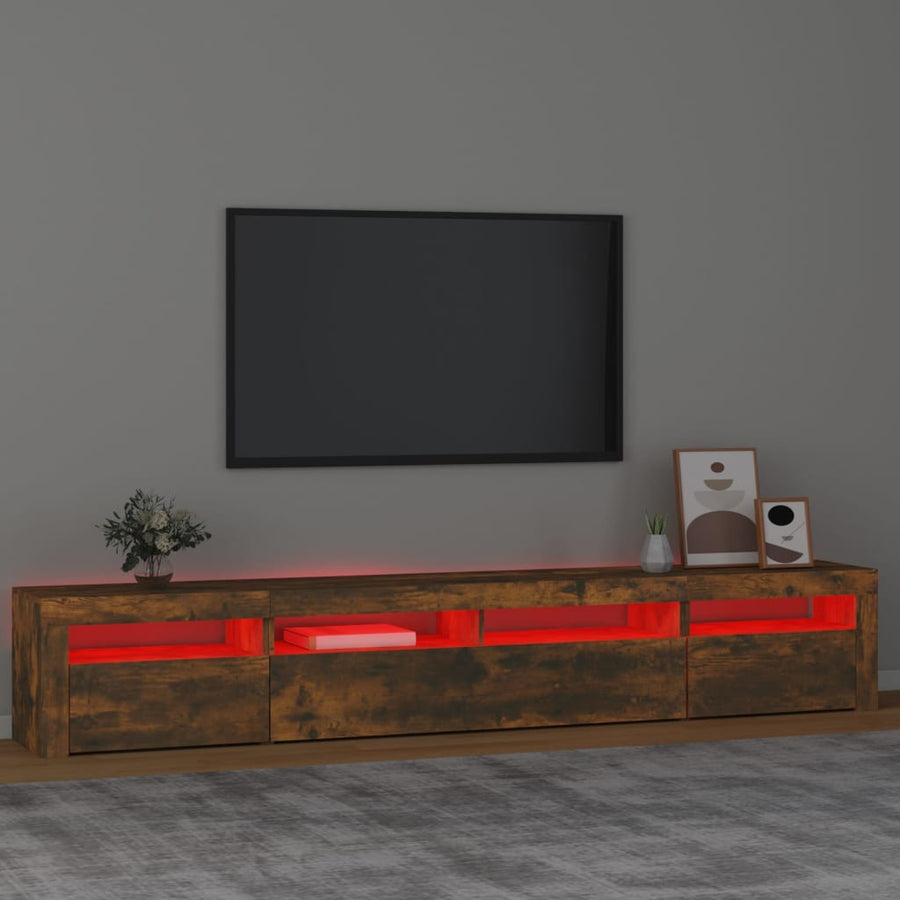 Tv-Meubel Met Led-Verlichting Kleurig 240 x 35 x 40 cm Gerookt eiken
