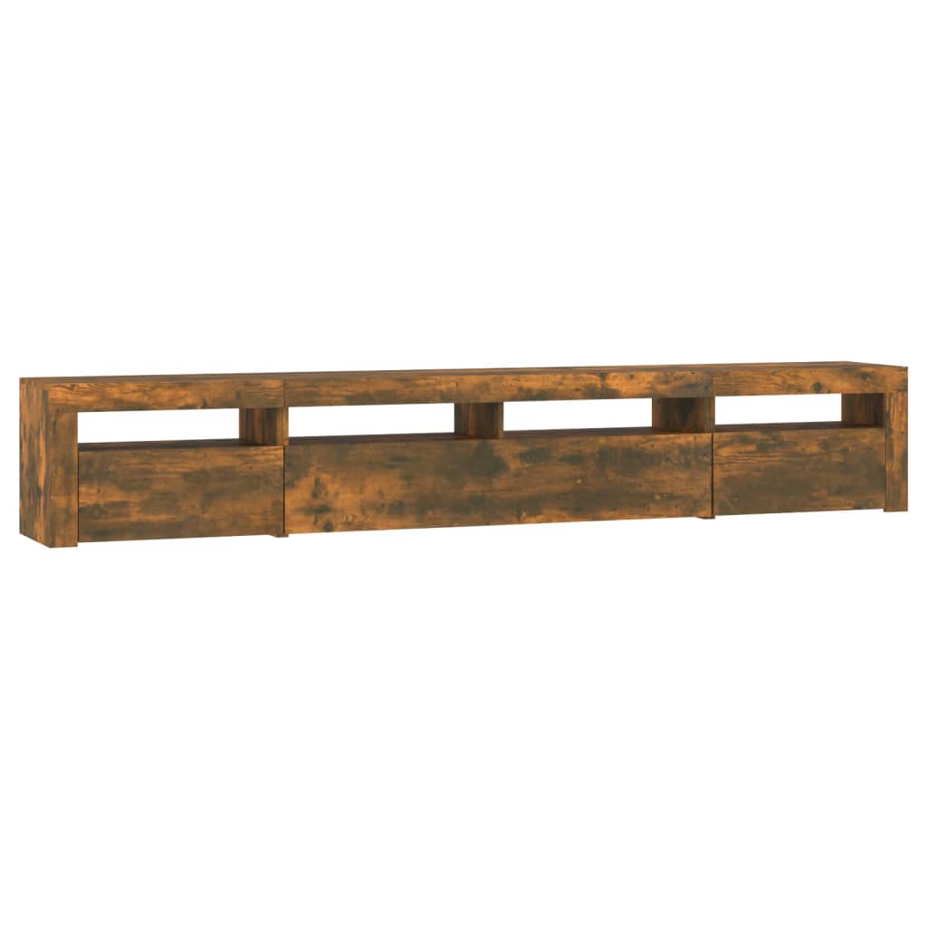 Tv-Meubel Met Led-Verlichting Kleurig 240 x 35 x 40 cm Gerookt eiken