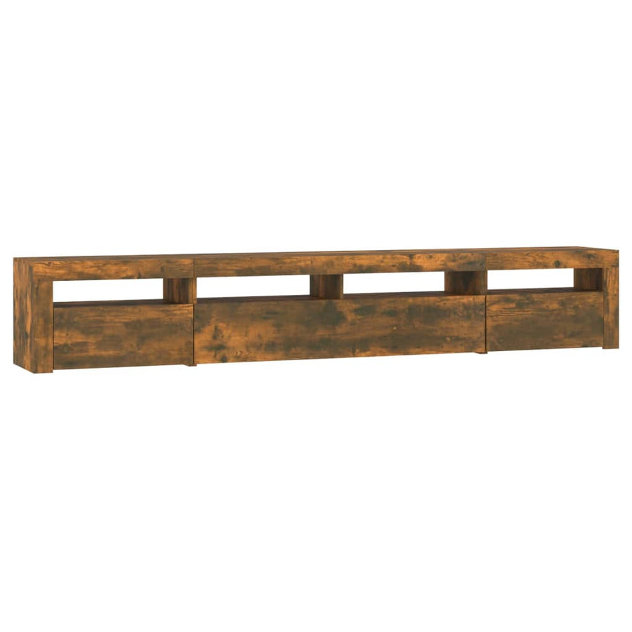 Tv-Meubel Met Led-Verlichting Kleurig 240 x 35 x 40 cm Gerookt eiken