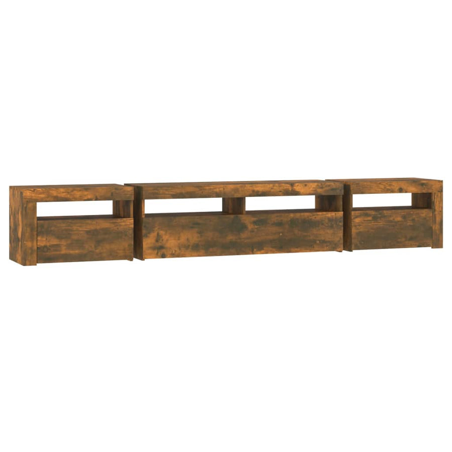Tv-Meubel Met Led-Verlichting Kleurig 240 x 35 x 40 cm Gerookt eiken