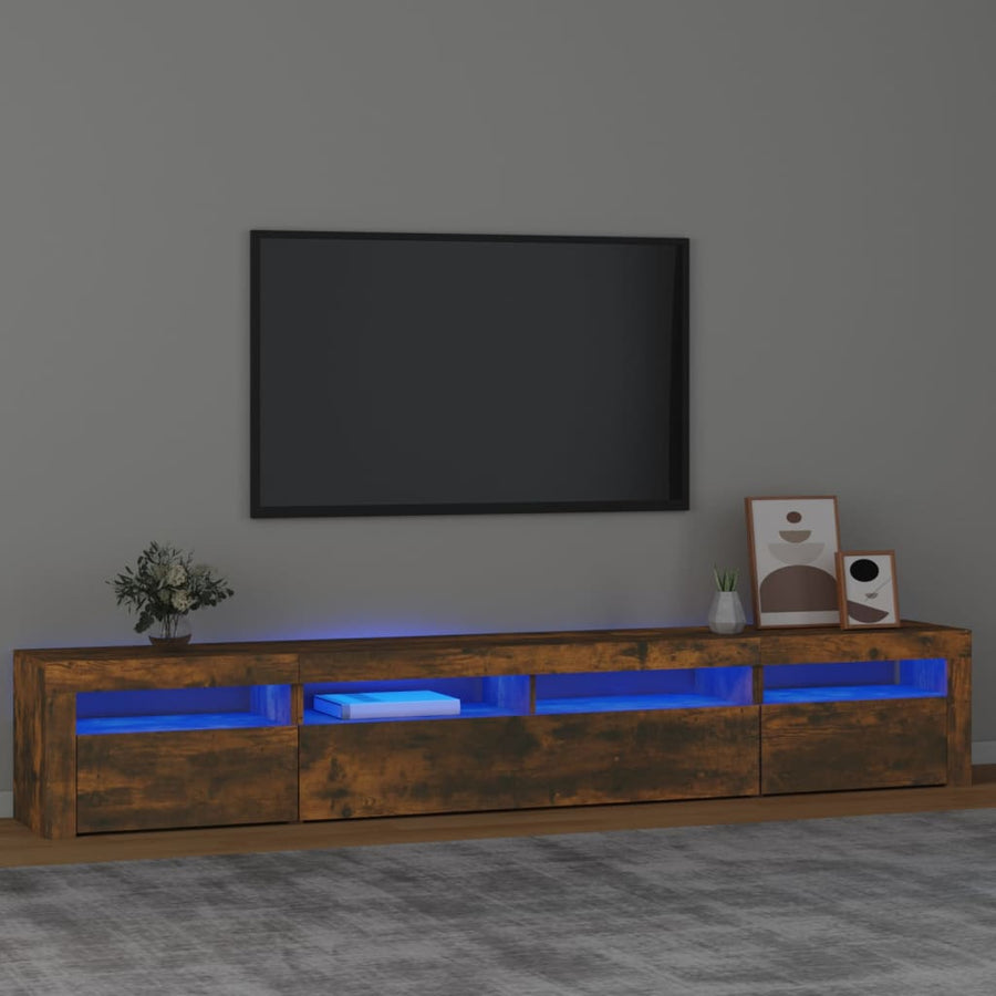 Tv-Meubel Met Led-Verlichting Kleurig 240 x 35 x 40 cm Gerookt eiken