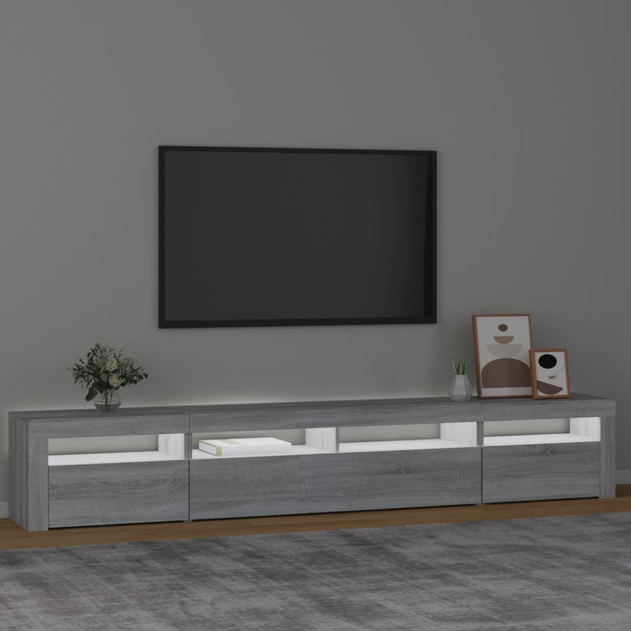 Tv-Meubel Met Led-Verlichting Eiken 240 x 35 x 40 cm Grijs sonoma