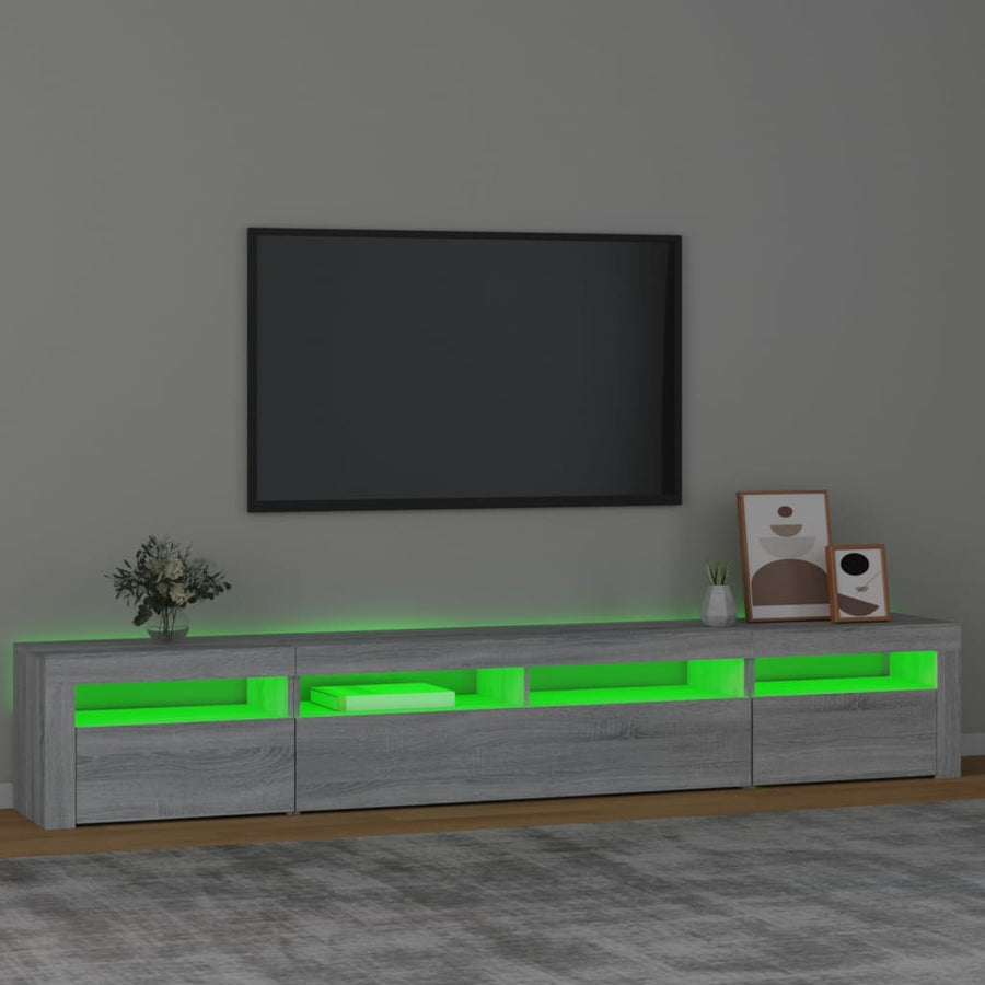 Tv-Meubel Met Led-Verlichting Eiken 240 x 35 x 40 cm Grijs sonoma