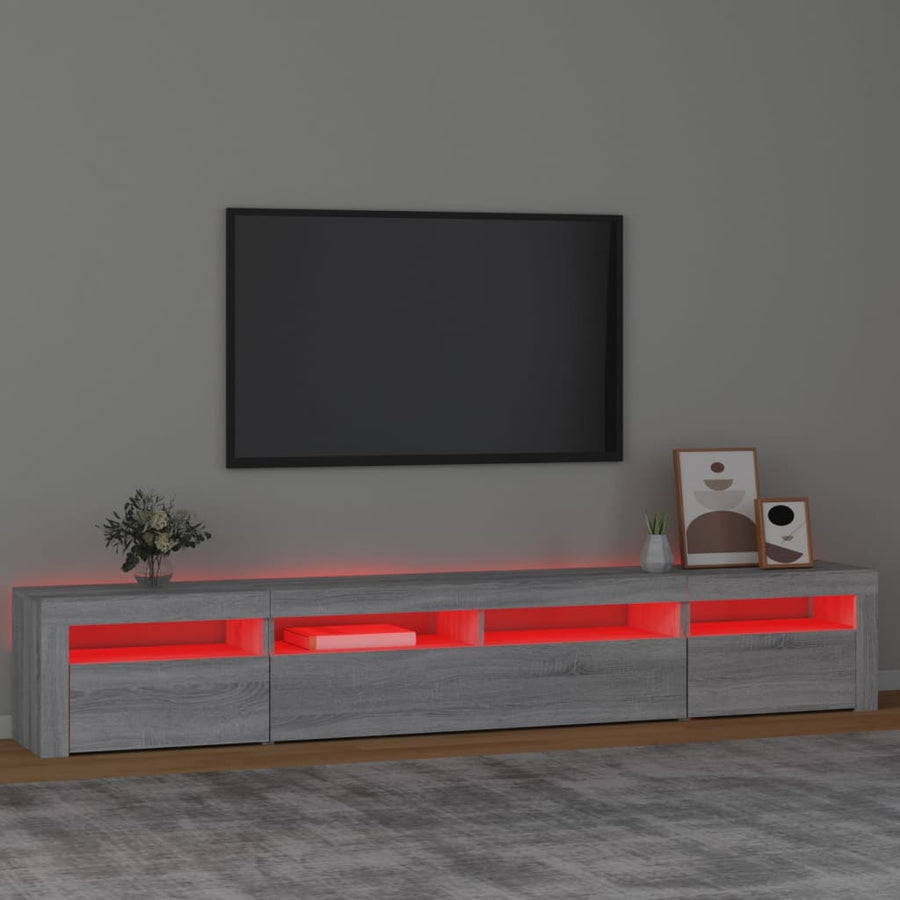 Tv-Meubel Met Led-Verlichting Eiken 240 x 35 x 40 cm Grijs sonoma