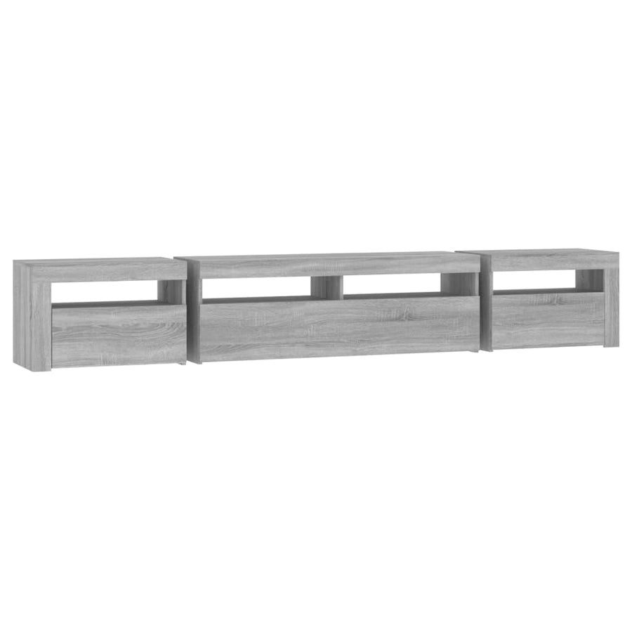 Tv-Meubel Met Led-Verlichting Eiken 240 x 35 x 40 cm Grijs sonoma
