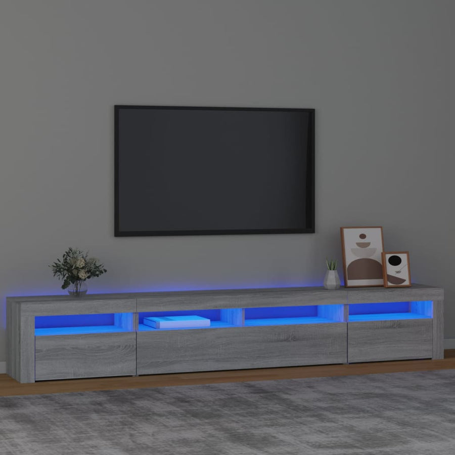 Tv-Meubel Met Led-Verlichting Eiken 240 x 35 x 40 cm Grijs sonoma